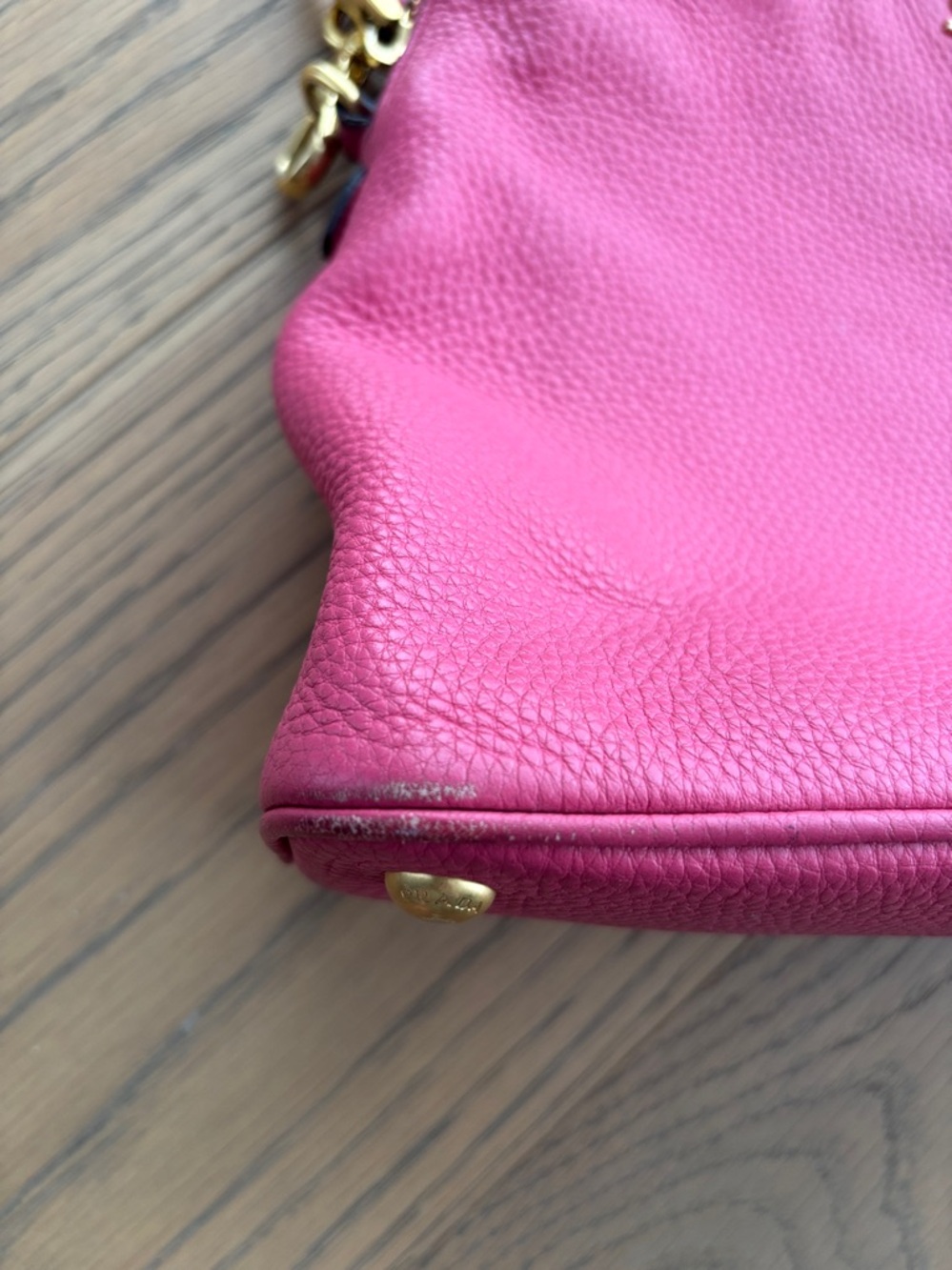 Prada Pink Pebbled Leather Crossbody Satchel with Gold Hardware - Picture 11 of 14